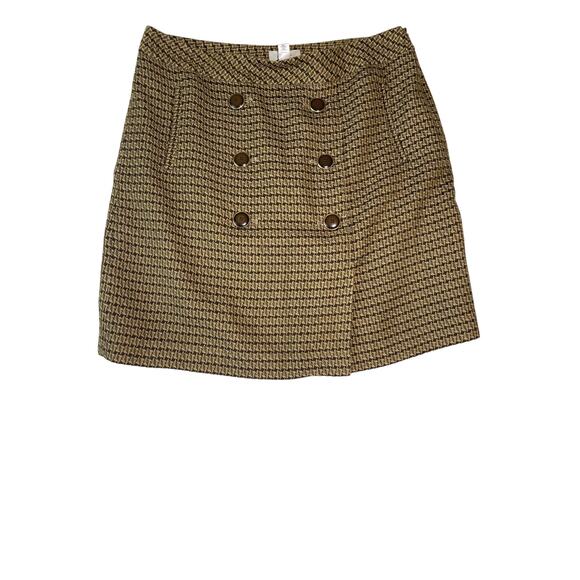 Ann Taylor Loft Women’s 8 Wool Blend Pencil Skirt Mini Skirt Lined Brown Gold - Picture 1 of 3